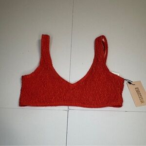 Missguided Crinkle V-Neck Bikini Top Peach Orange US 8 | Size Medium | NWT